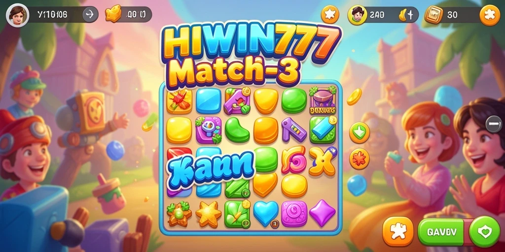 Tampilan menarik gameplay HIWIN777 dengan tantangan Match-3.