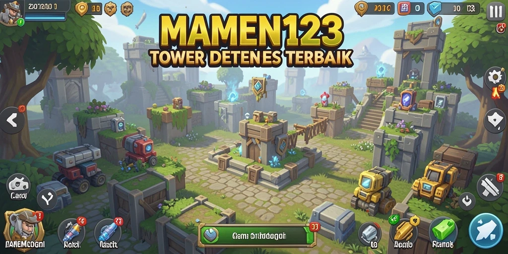 Screenshot gameplay MAMEN123 menunjukkan strategi Tower Defense yang menarik.