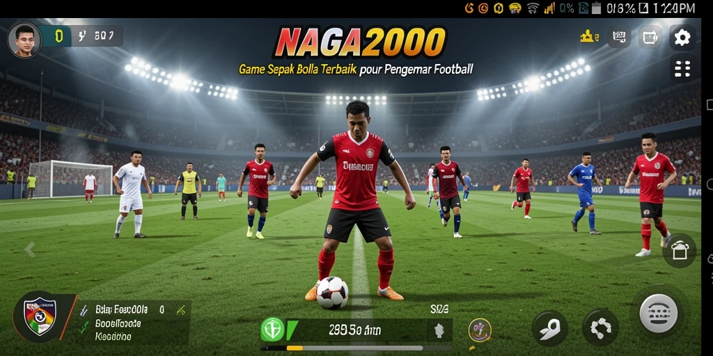 Screenshot permainan NAGA2000 dengan grafis sepak bola yang menakjubkan.