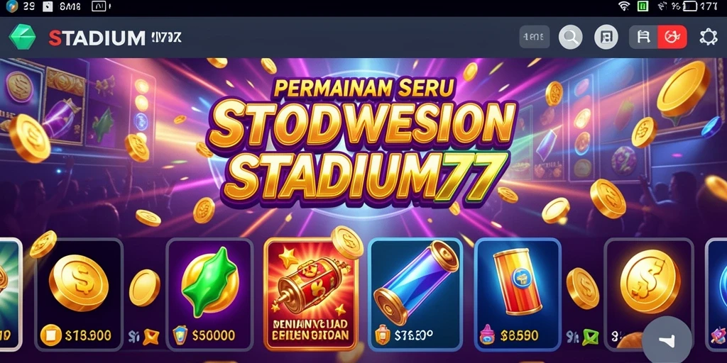 Tampilan gameplay STADIUM77 dengan nuansa slot yang menggembirakan.