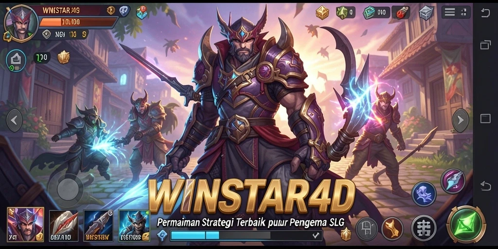 Screenshot WINSTAR4D menunjukkan aksi pertempuran yang mendebarkan dalam game SLG.