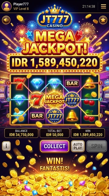 Tampilan antarmuka lengkap aplikasi jt777.